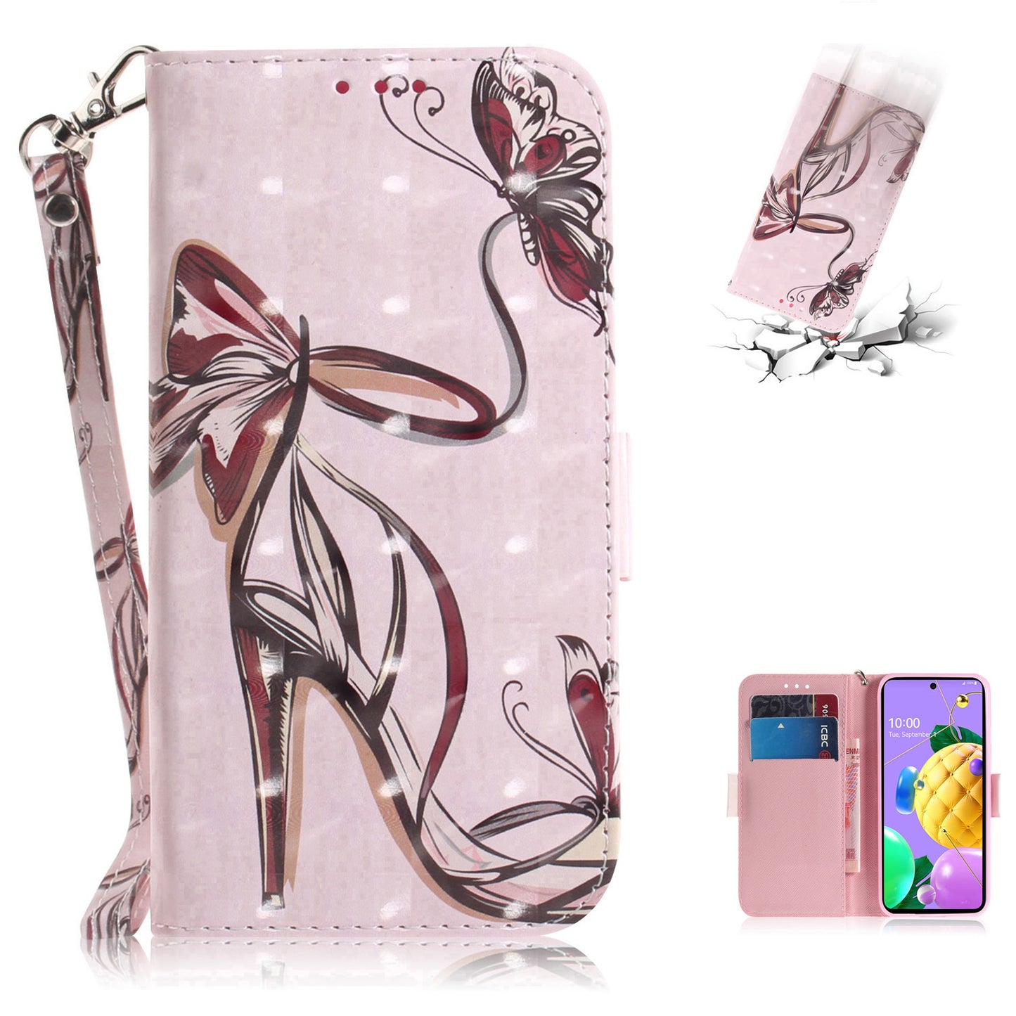 Pattern Printing Light Spot Decor Wallet Stand Flip Leather Phone Case for LG K62 / LG K52 / LG Q52