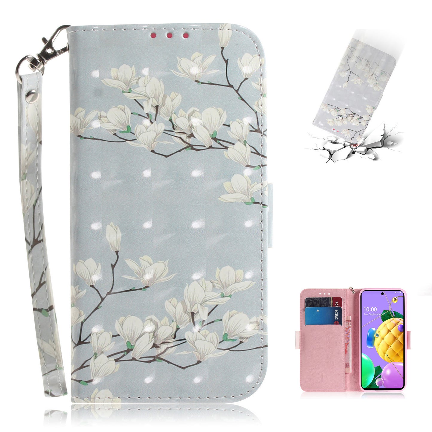 Pattern Printing Light Spot Decor Wallet Stand Flip Leather Phone Case for LG K62 / LG K52 / LG Q52