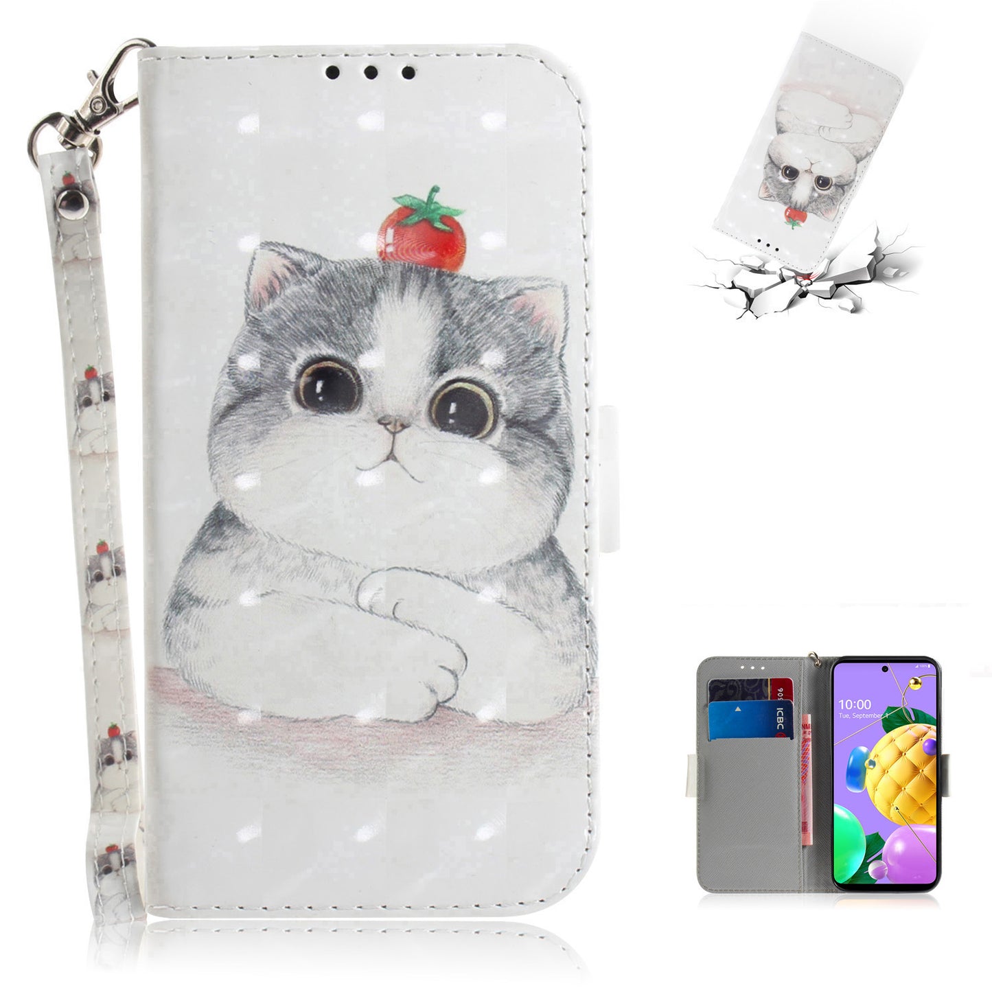 Pattern Printing Light Spot Decor Wallet Stand Flip Leather Phone Case for LG K62 / LG K52 / LG Q52