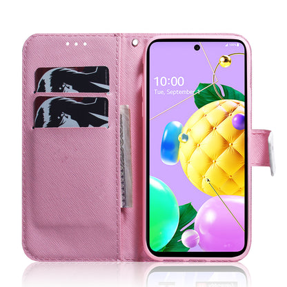 Pattern Printing Leather Case for LG K62/K52/Q52 Wallet Phone Cover with Lanyard