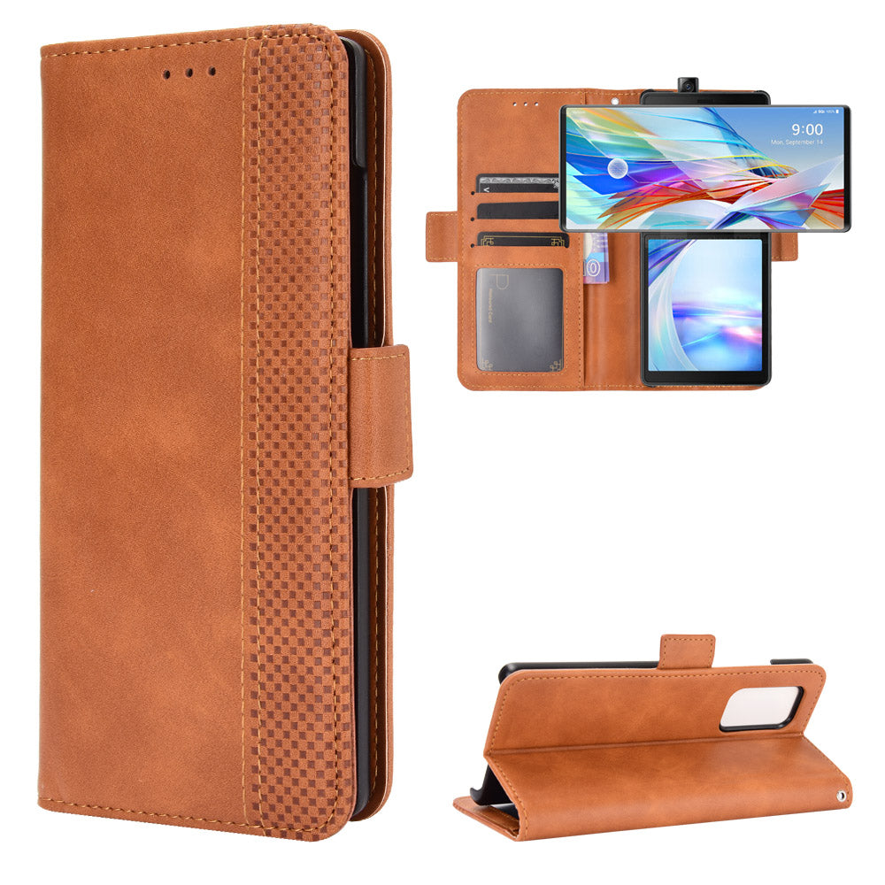 Side Magnetic Buckle Retro Style Wallet Leather Stand Phone Cover Case for LG Wing 5G