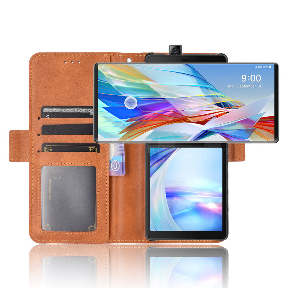 Side Magnetic Buckle Retro Style Wallet Leather Stand Phone Cover Case for LG Wing 5G