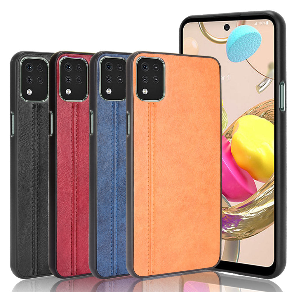 Full Protection Stitching Line Design PU Leather Coated Hybrid Cell Phone Case for LG K42