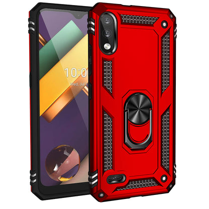 Hybrid PC + TPU Phone Case Shell Anti-Fall Finger Ring Kickstand for LG K22