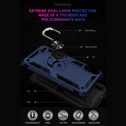 Hybrid PC + TPU Phone Case Shell Anti-Fall Finger Ring Kickstand for LG K22