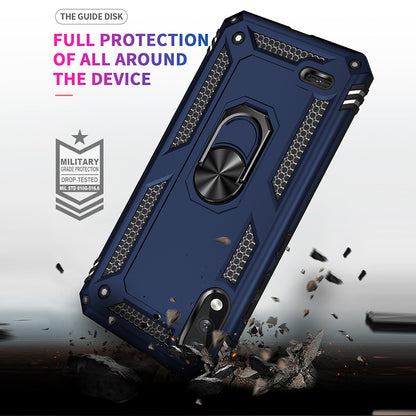 Hybrid PC + TPU Phone Case Shell Anti-Fall Finger Ring Kickstand for LG K22