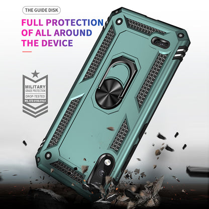 Hybrid PC + TPU Phone Case Shell Anti-Fall Finger Ring Kickstand for LG K22