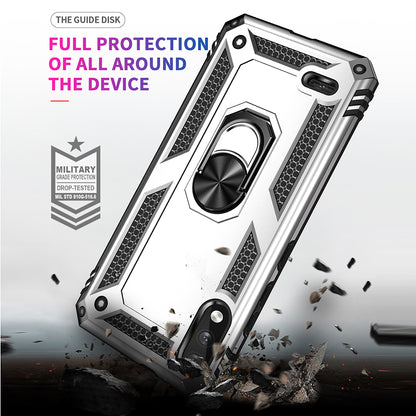 Hybrid PC + TPU Phone Case Shell Anti-Fall Finger Ring Kickstand for LG K22