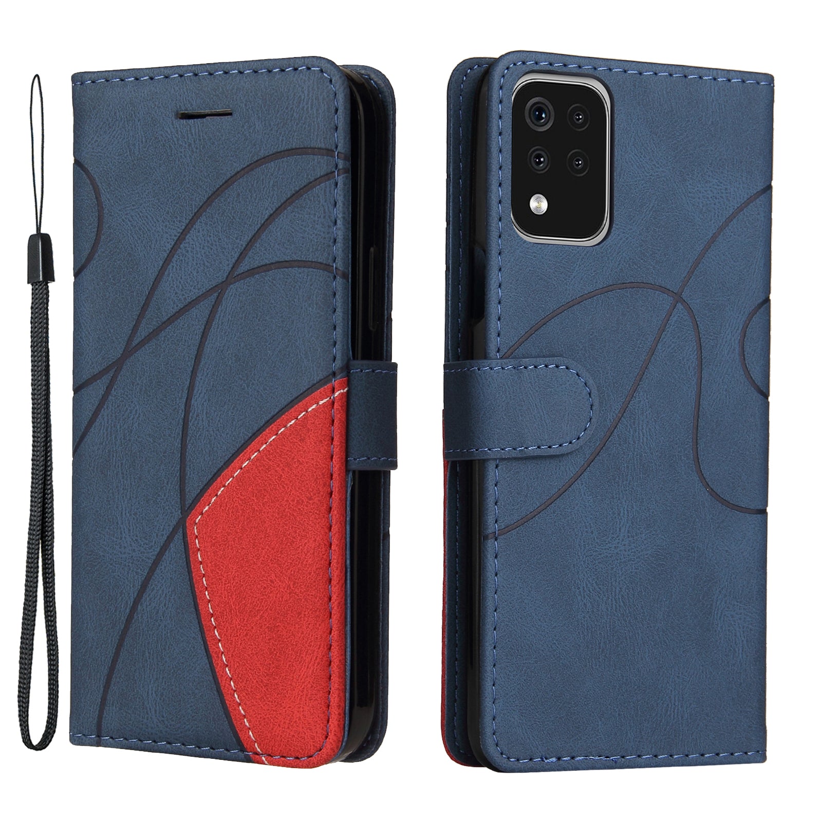 KT Leather Series-1 Folio Flip Drop-Resistant PU Leather Wallet Stand Case Cover with Wrist Strap for LG K42/K52/K62