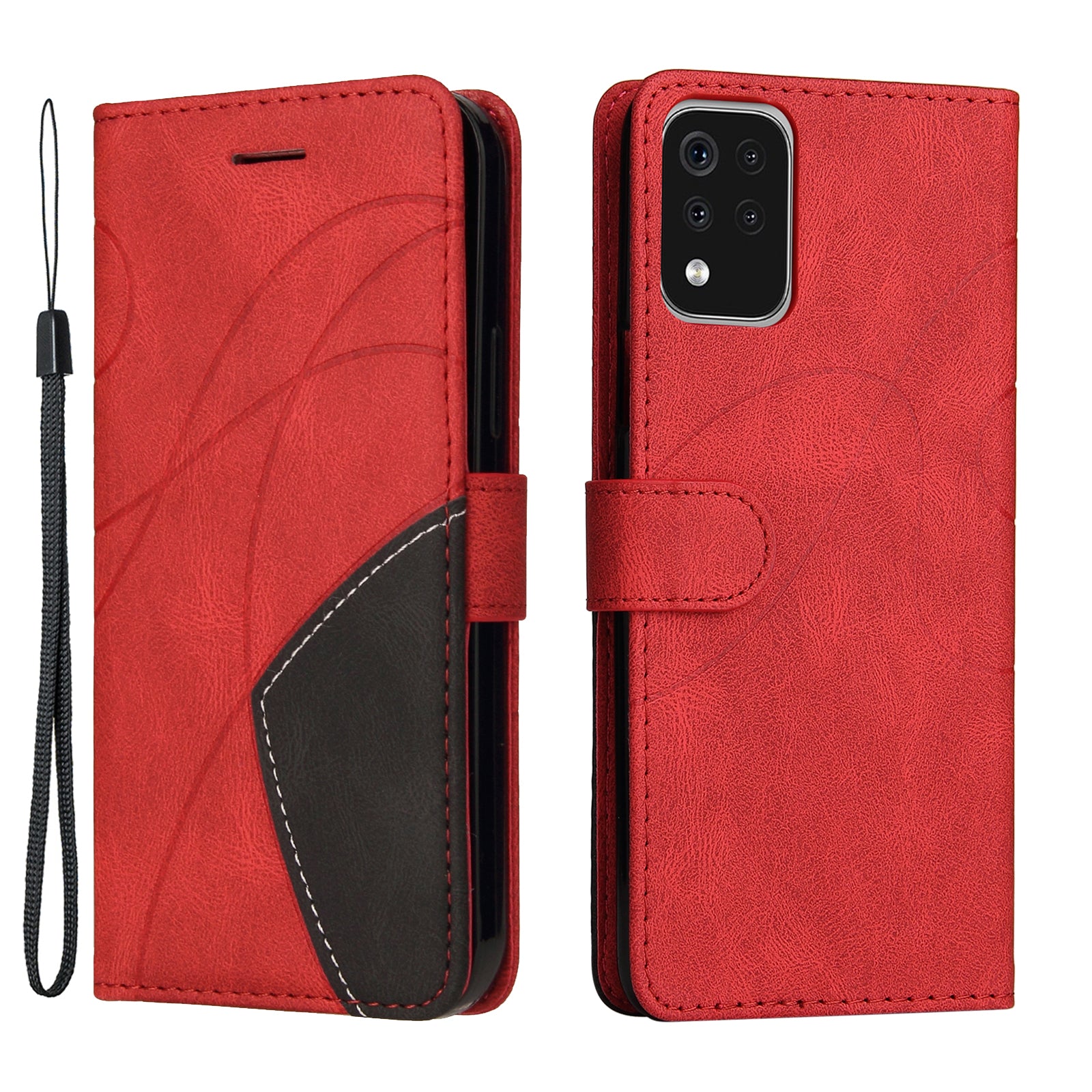 KT Leather Series-1 Folio Flip Drop-Resistant PU Leather Wallet Stand Case Cover with Wrist Strap for LG K42/K52/K62