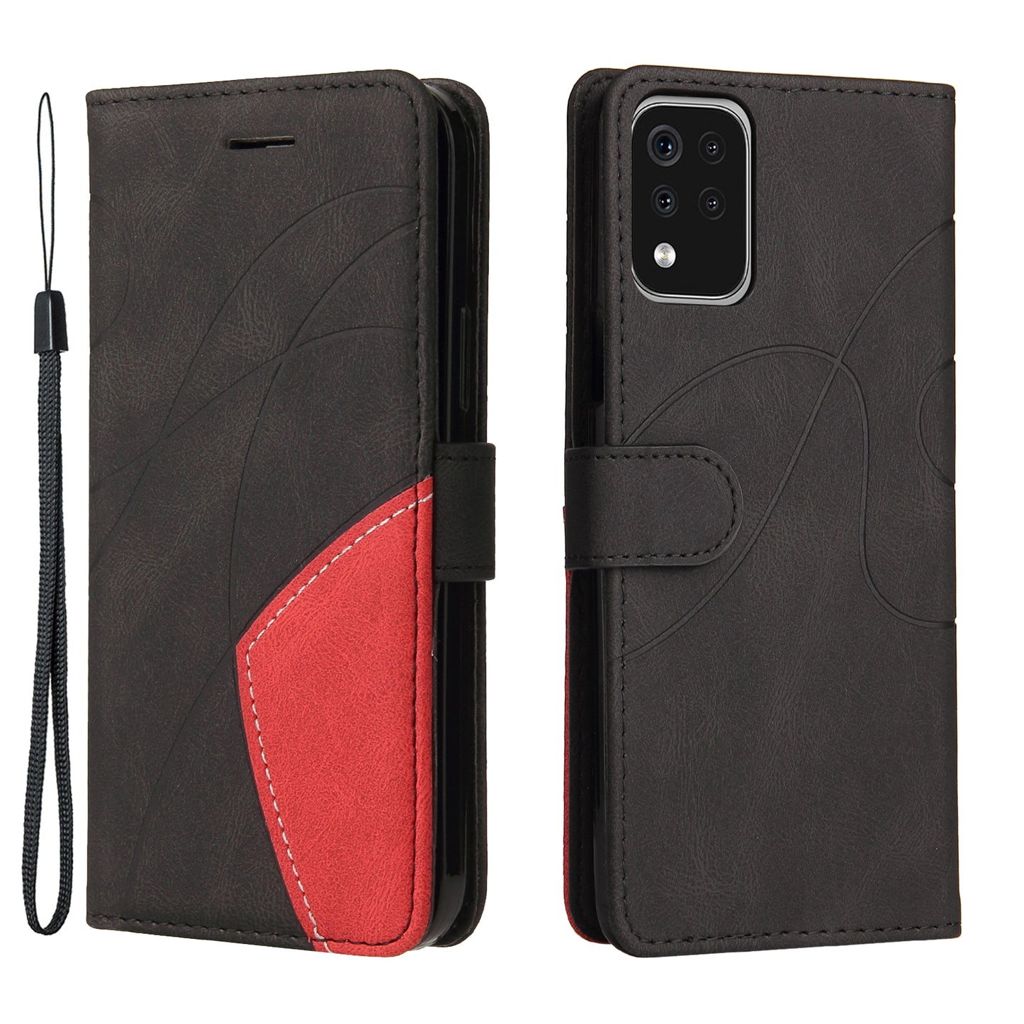 KT Leather Series-1 Folio Flip Drop-Resistant PU Leather Wallet Stand Case Cover with Wrist Strap for LG K42/K52/K62