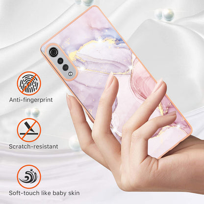 Marble Pattern Design Anti-fingerprint IMD Soft TPU Protective Electroplating Back Cover for LG Velvet 4G