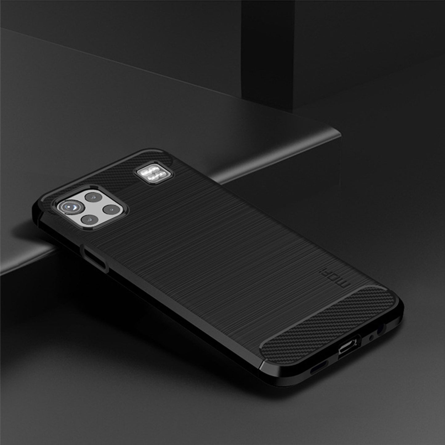 MOFI for LG K92 5G Light Thin Anti-seismic Protective Cover Carbon Fiber Texture Brushed Surface TPU Phone Case