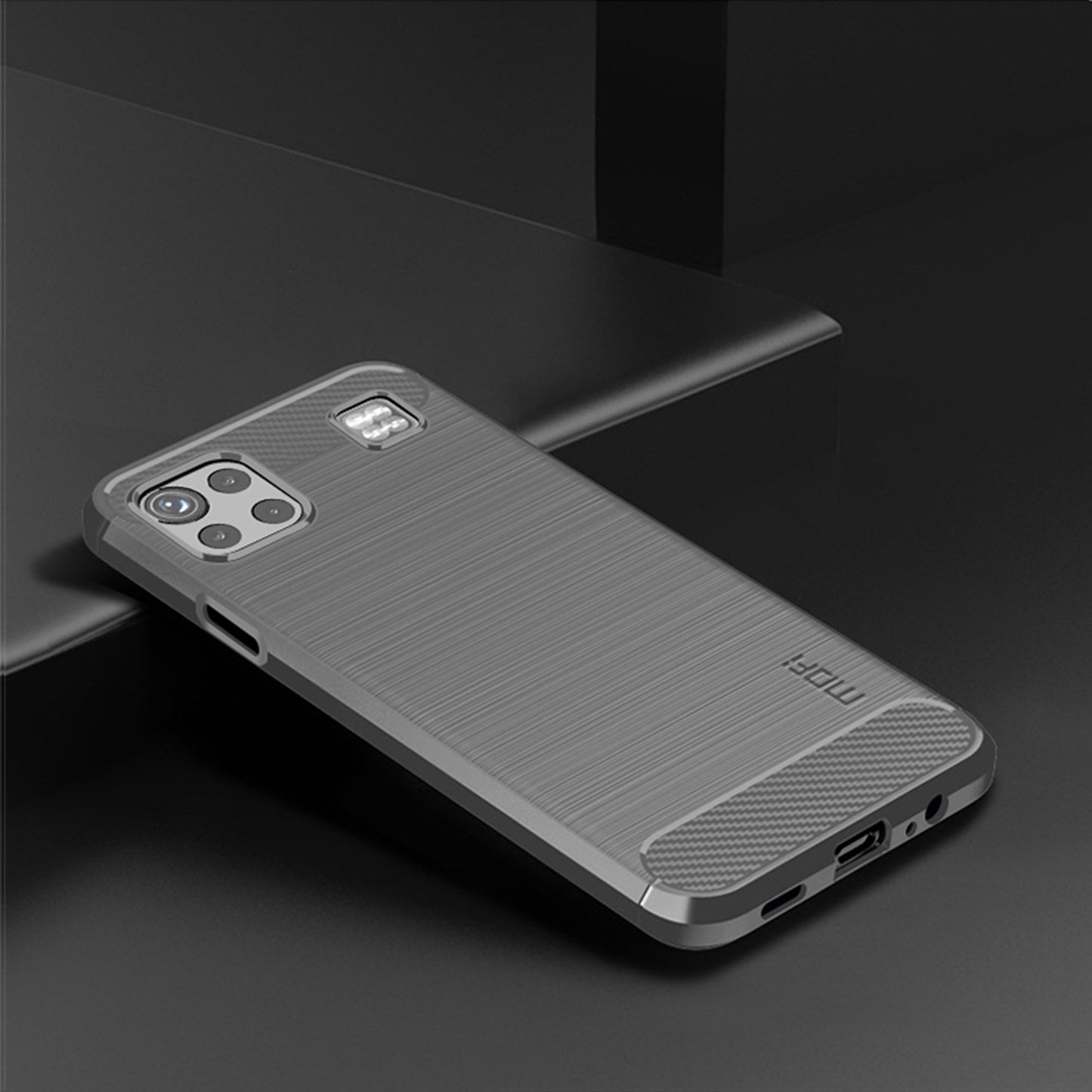 MOFI for LG K92 5G Light Thin Anti-seismic Protective Cover Carbon Fiber Texture Brushed Surface TPU Phone Case