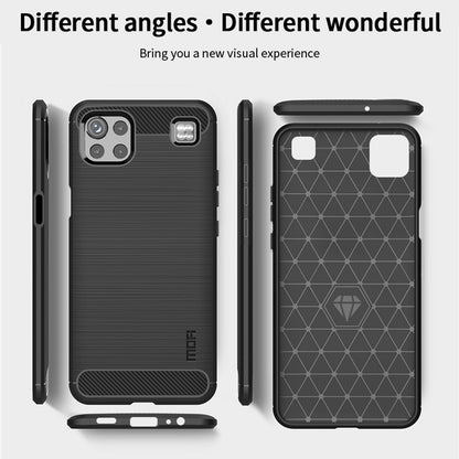 MOFI for LG K92 5G Light Thin Anti-seismic Protective Cover Carbon Fiber Texture Brushed Surface TPU Phone Case