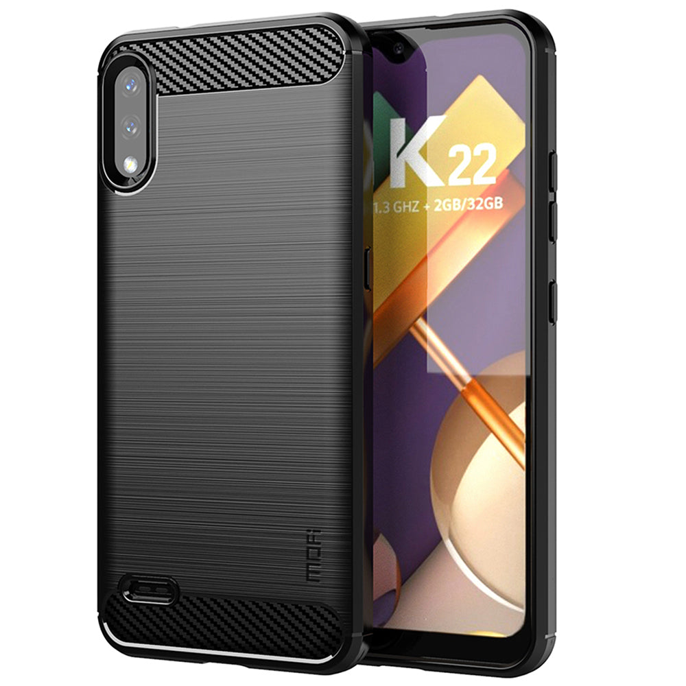 MOFI for LG K22/K22 Plus Anti-scratch Light Slim Protective Cover TPU Carbon Fiber Texture Brushed Surface Cell Phone Case