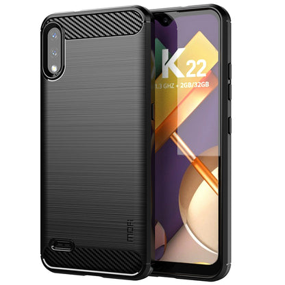 MOFI for LG K22/K22 Plus Anti-scratch Light Slim Protective Cover TPU Carbon Fiber Texture Brushed Surface Cell Phone Case