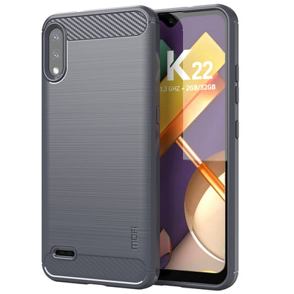 MOFI for LG K22/K22 Plus Anti-scratch Light Slim Protective Cover TPU Carbon Fiber Texture Brushed Surface Cell Phone Case