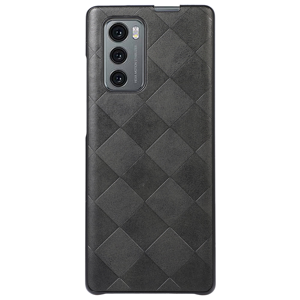 For LG Wing 5G Fold Grid Texture PU Leather Coated TPU+PC Hybrid Protective Case