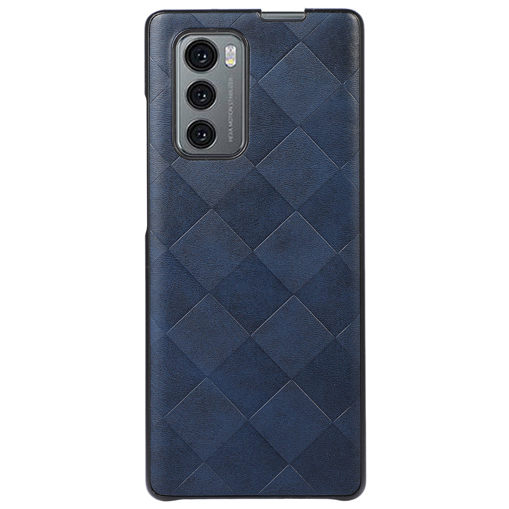 For LG Wing 5G Fold Grid Texture PU Leather Coated TPU+PC Hybrid Protective Case