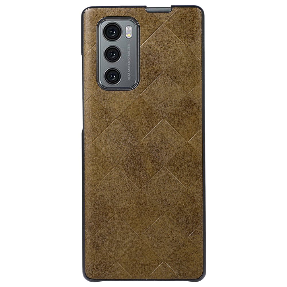 For LG Wing 5G Fold Grid Texture PU Leather Coated TPU+PC Hybrid Protective Case