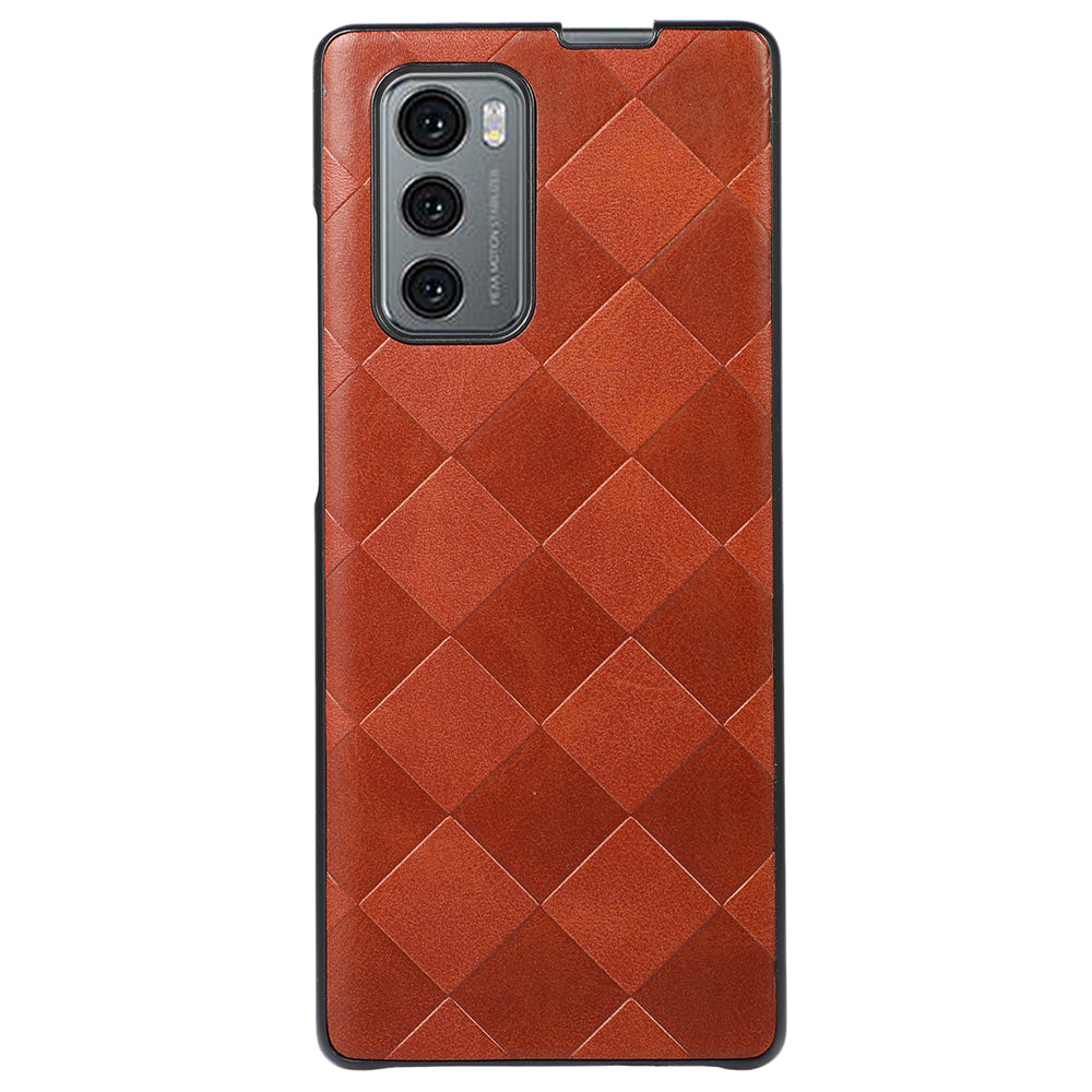 For LG Wing 5G Fold Grid Texture PU Leather Coated TPU+PC Hybrid Protective Case