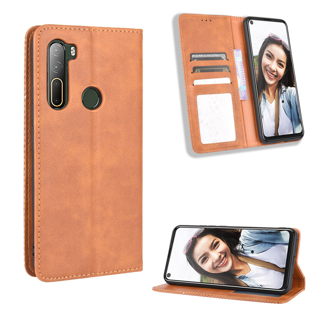 Vintage Style Wallet Leather Stand Case for HTC U20 5G (2020)