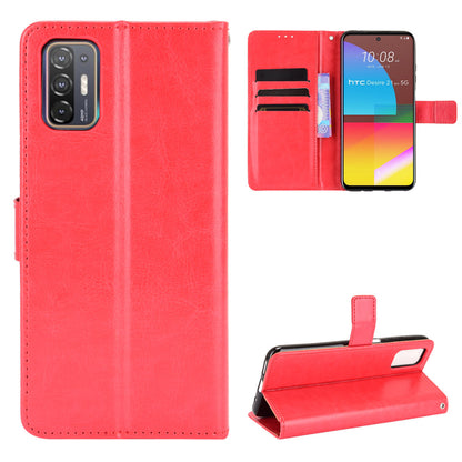 Wallet Stand Design Crazy Horse Texture Leather Phone Cover Shell for HTC Desire 21 Pro 5G