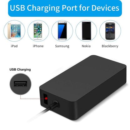 44W 15V 2.58A Power Adapter Charger with USB Charging Port for Microsoft Surface Pro 6/5/4/3 etc.