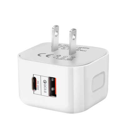 YSY-6087 PD 20W+QC 3.0 Dual Port Wall Charger Travel Power Adapter