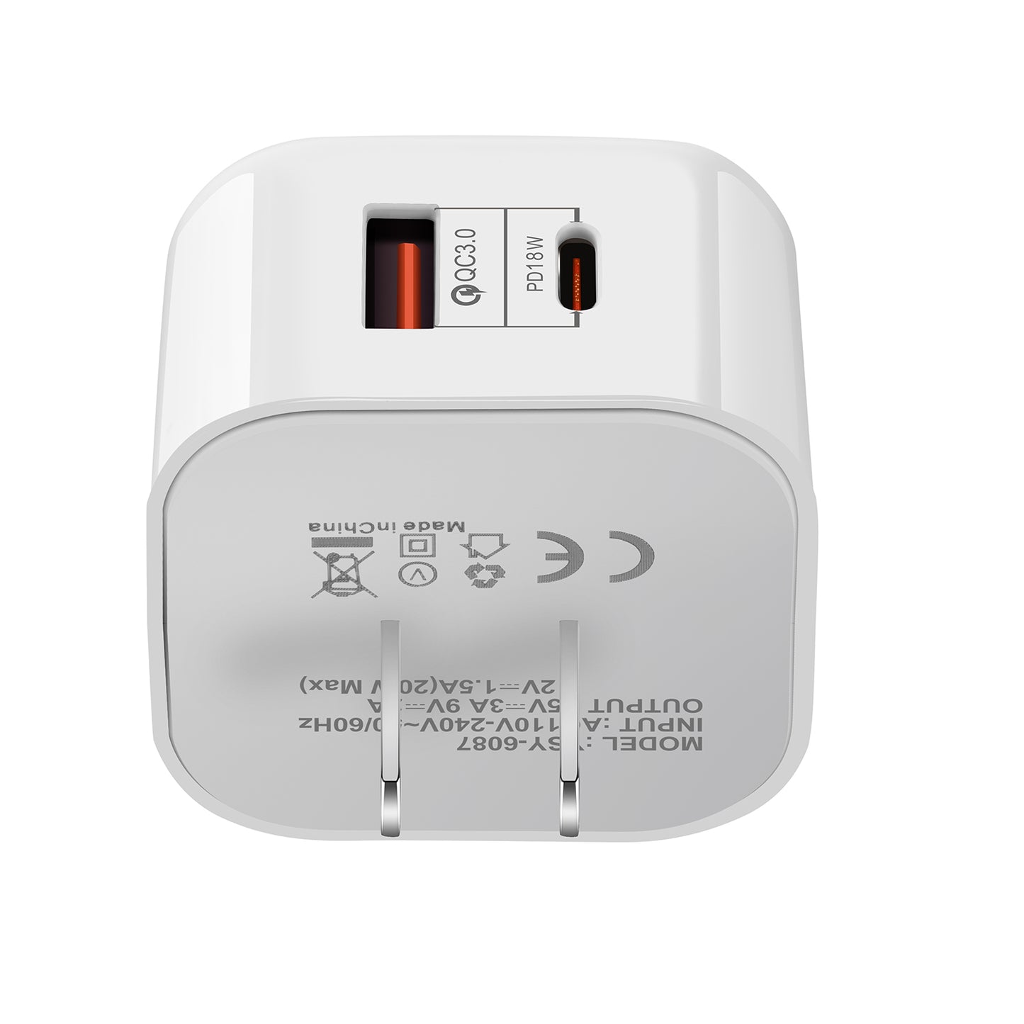 YSY-6087 PD 20W+QC 3.0 Dual Port Wall Charger Travel Power Adapter