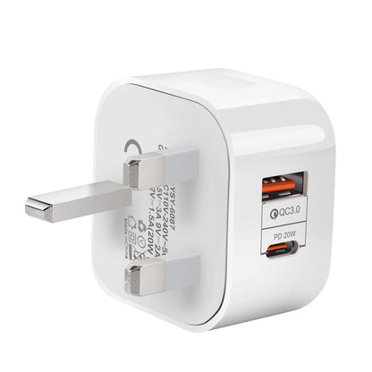 YSY-6087 PD 20W+QC 3.0 Dual Port Wall Charger Travel Power Adapter