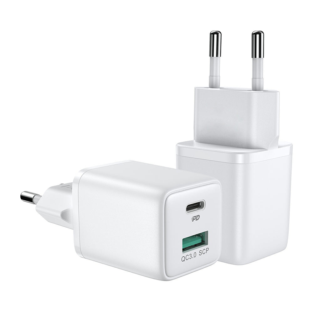 JOYROOM JR-QP303 PD+QC3.0 30W Mini 2 Ports Travel Wall Charger EU Plug Fast Charging Power Adapter