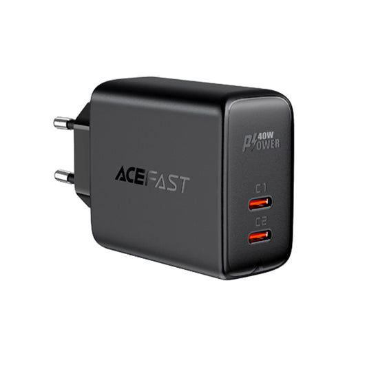 ACEFAST A9 PD40W USB C+C Dual Port Wall Charger Travel Charging Block Power Adapter EU Plug