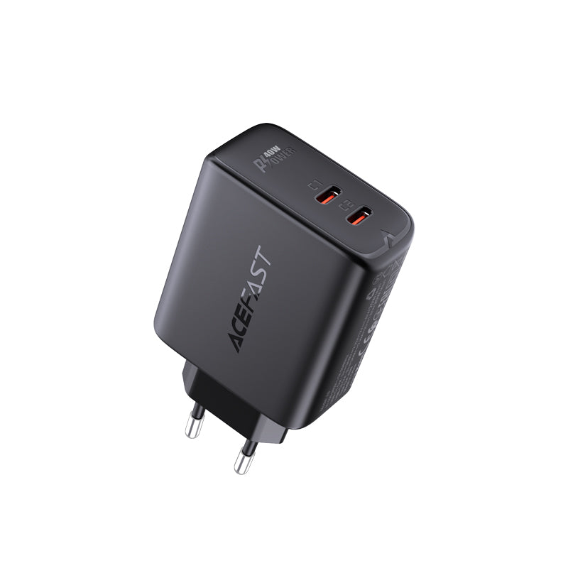 ACEFAST A9 PD40W USB C+C Dual Port Wall Charger Travel Charging Block Power Adapter EU Plug