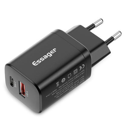 ESSAGER Type-C PD + USB-A QC3.0 30W Dual Ports Fast Charging Wall Charger Phone Charging Adapter