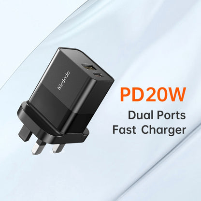 MCDODO CH-130 PD 20W Fast Charging Adapter USB+Type-C Dual Port Wall Charger