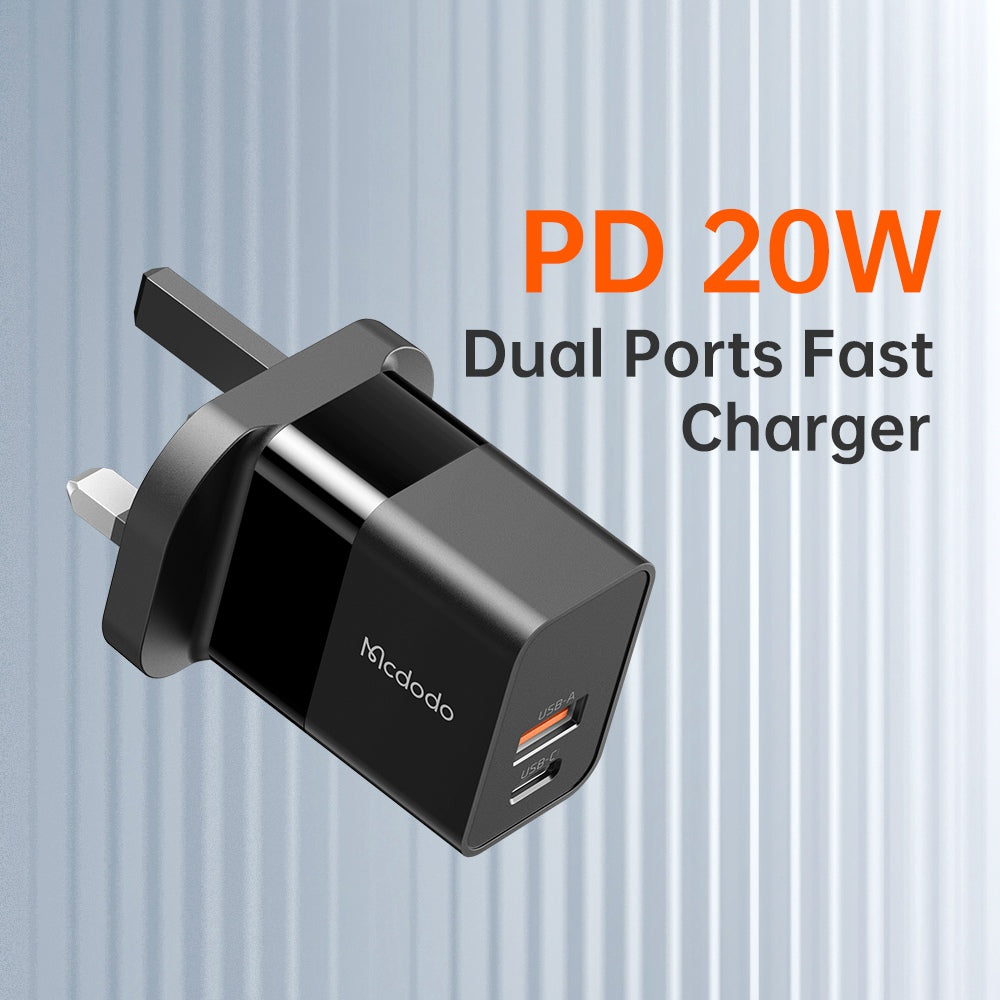 MCDODO CH-130 PD 20W Fast Charging Adapter USB+Type-C Dual Port Wall Charger