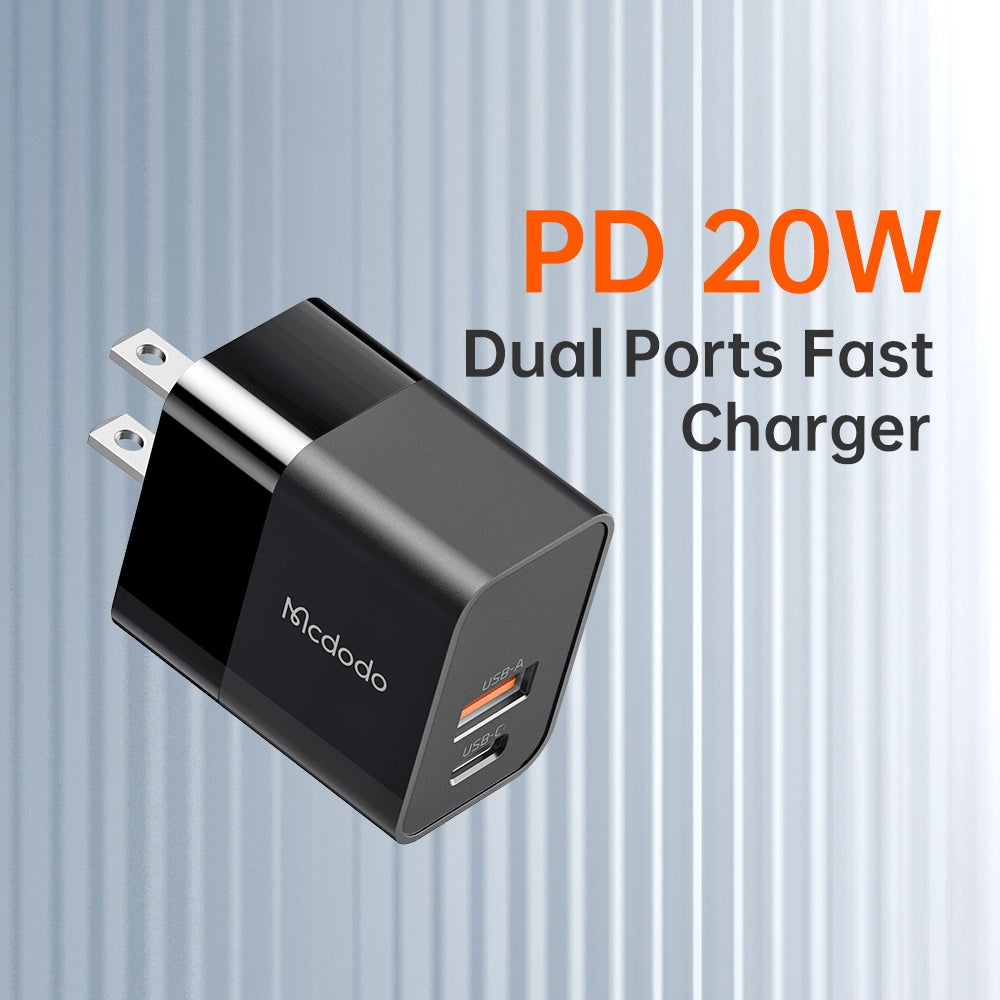 MCDODO CH-130 PD 20W Fast Charging Adapter USB+Type-C Dual Port Wall Charger