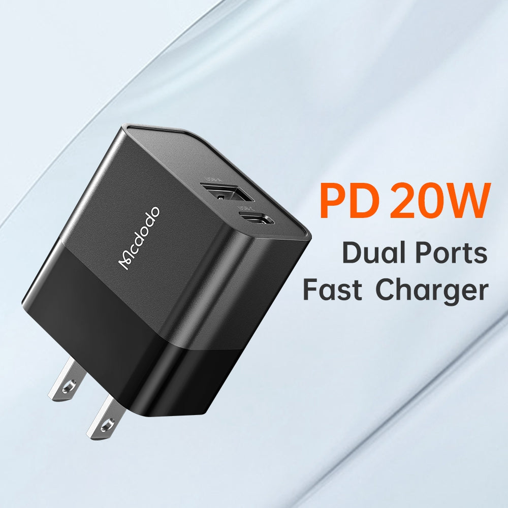 MCDODO CH-130 PD 20W Fast Charging Adapter USB+Type-C Dual Port Wall Charger