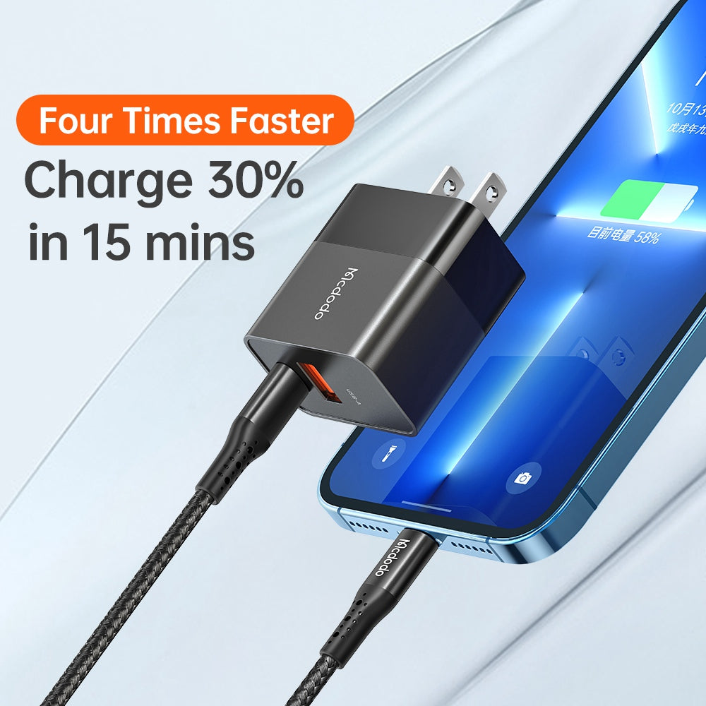 MCDODO CH-130 PD 20W Fast Charging Adapter USB+Type-C Dual Port Wall Charger