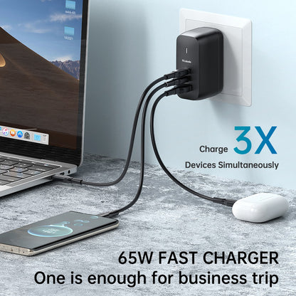 MCDODO MDD 65W GaN USB-A + 2 USB-C Fast Charging Wall Charger Power Adapter