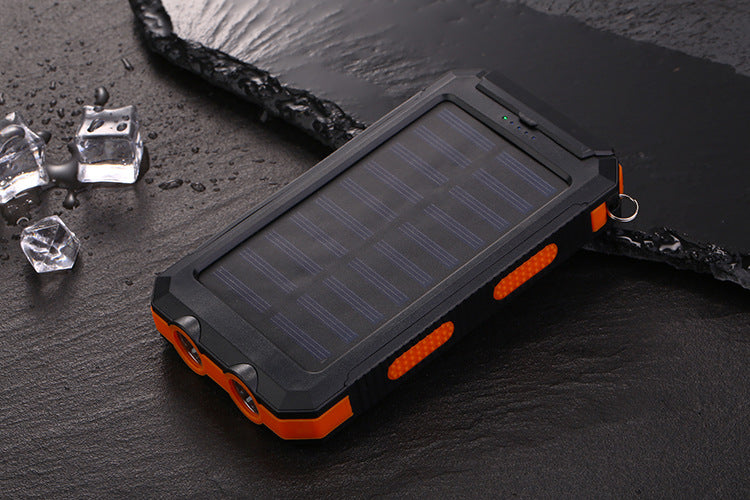 10000mAh Power Bank Convenient Solar Charger External Battery USB Charger Built in LED Light with Compass