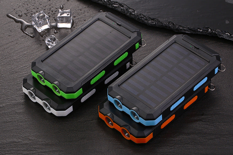 10000mAh Power Bank Convenient Solar Charger External Battery USB Charger Built in LED Light with Compass