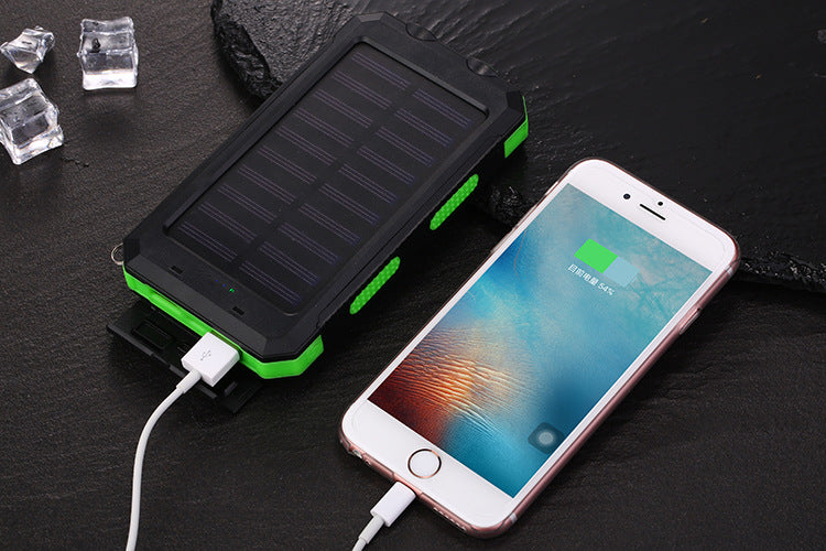 10000mAh Power Bank Convenient Solar Charger External Battery USB Charger Built in LED Light with Compass