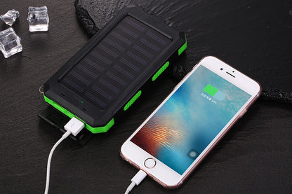 10000mAh Power Bank Convenient Solar Charger External Battery USB Charger Built in LED Light with Compass