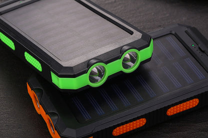 10000mAh Power Bank Convenient Solar Charger External Battery USB Charger Built in LED Light with Compass