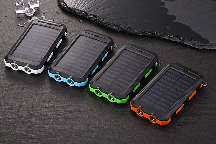 10000mAh Power Bank Convenient Solar Charger External Battery USB Charger Built in LED Light with Compass