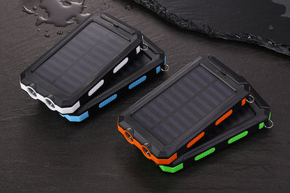 10000mAh Power Bank Convenient Solar Charger External Battery USB Charger Built in LED Light with Compass