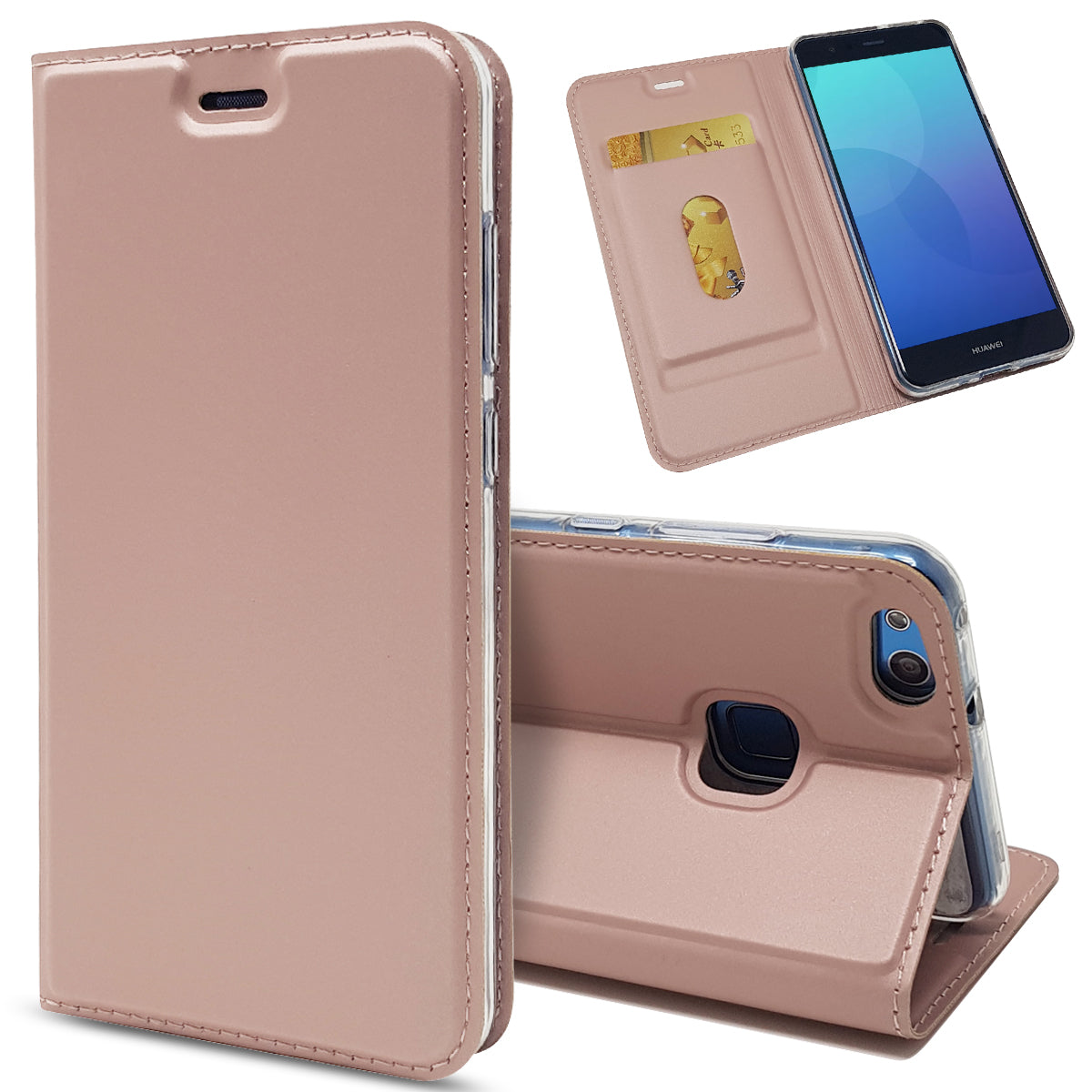 Auto-absorbed Magnetic Leather Stand Flip Case for Huawei P10 Lite